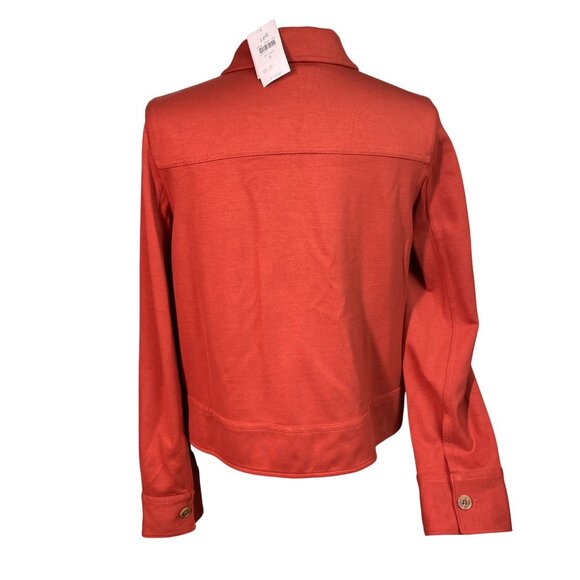 NWT J. Jill Wearever Collection Womens Rust orange stretch Button-Up Jacket Medi - Picture 2 of 9